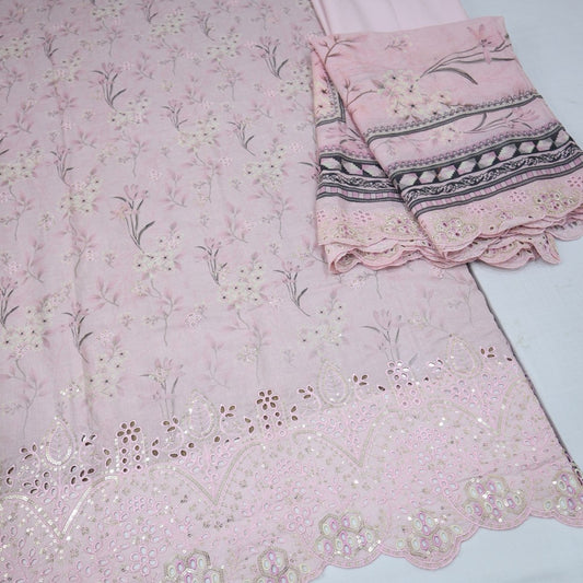 Bin Saeed Chikenkari Lawn CutWork Dupatta (1245-109)