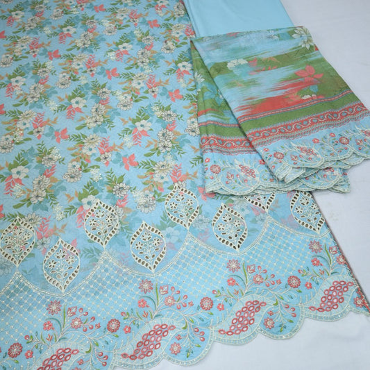 Bin Saeed Chikenkari Lawn CutWork Dupatta (1245-110)