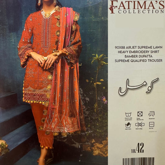Fatima Collection Lawn Heavy Embroidered (1299-002)