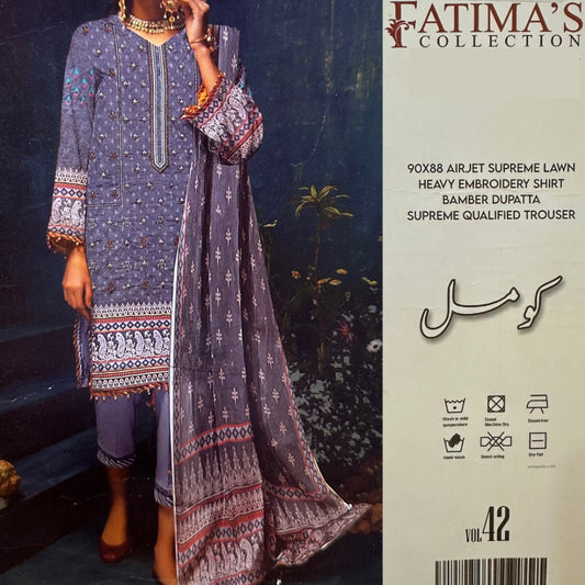 Fatima Collection Lawn Heavy Embroidered (1299-007)