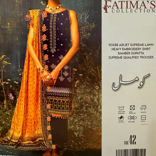 Fatima Collection Lawn Heavy Embroidered (1299-008)