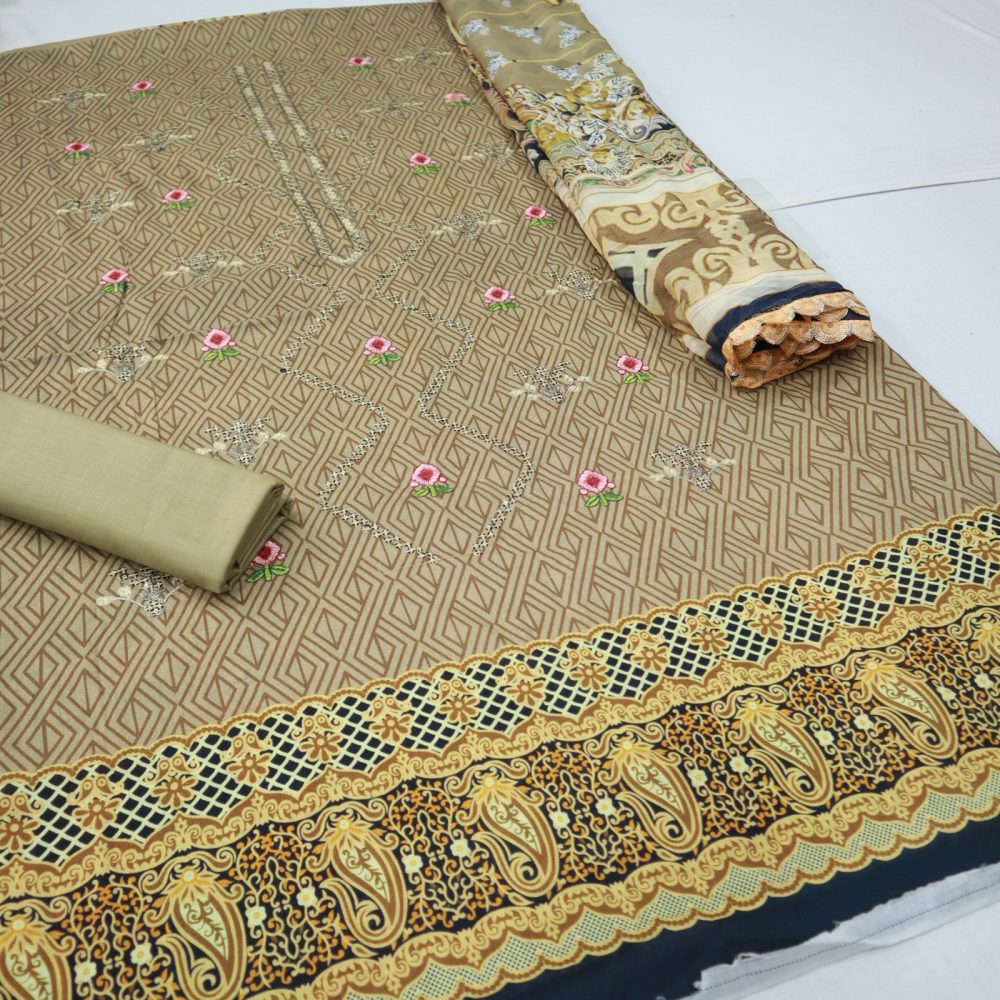 Lawn Sequence Embroidered Shirt & Dupatta (1306-007)