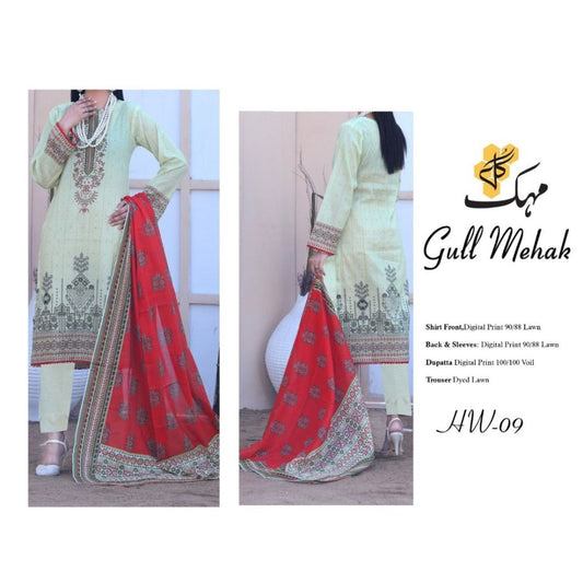 Digital Lawn Suit (1334-009) Gull Mehak