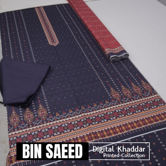 Bin Saeed Digital Khaddar 3 Piece (1375-177)