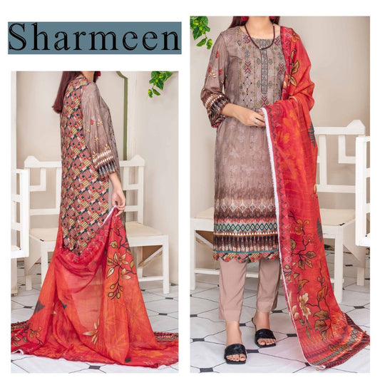 Staple Linen Embroidered Suit (1397-003) Fatima's Collection