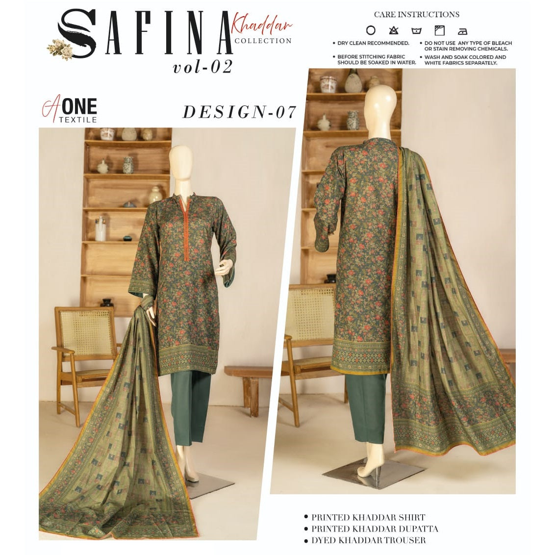 Digital Khaddar 3 Piece (1410-005) Safina