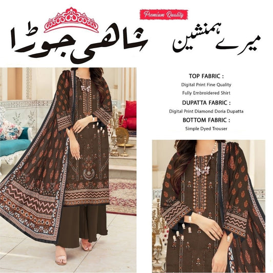 Shahi Jora Lawn Embroidered 3 Pc (1466-004)