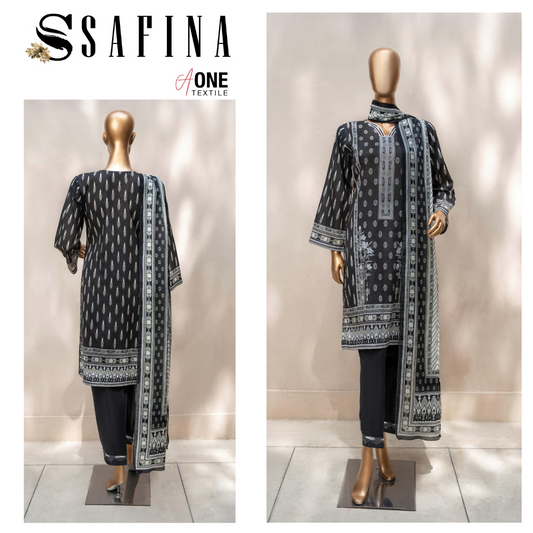 Safina Black & White Digital Lawn (1536-003)