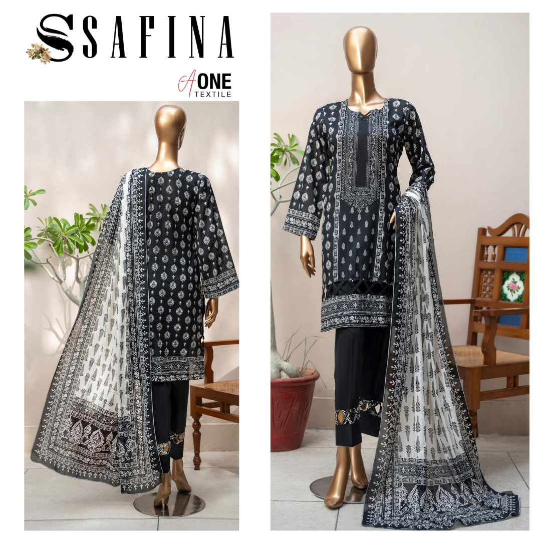 Safina Black & White Digital Lawn (1536-004)