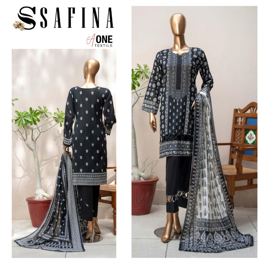 Safina Black & White Digital Lawn (1536-005)