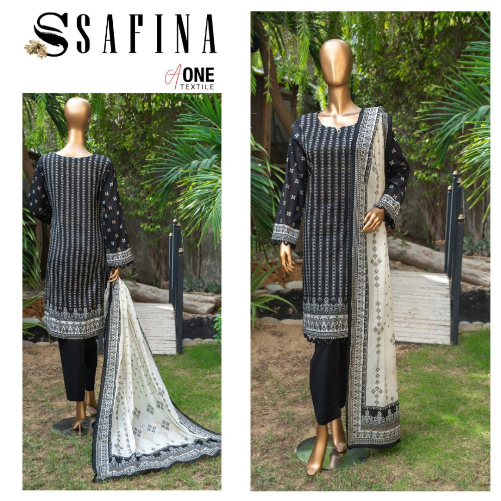 Safina Black & White Digital Lawn (1536-006)