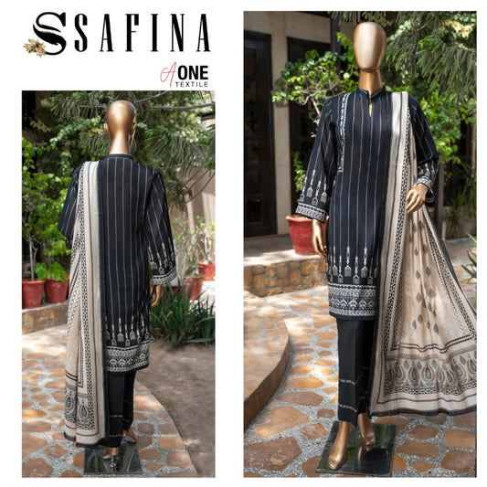 Safina Black & White Digital Lawn (1536-008)