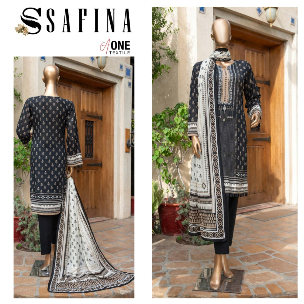 Safina Black & White Digital Lawn (1536-010)