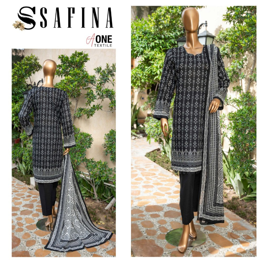 Safina Black & White Digital Lawn (1536-012)