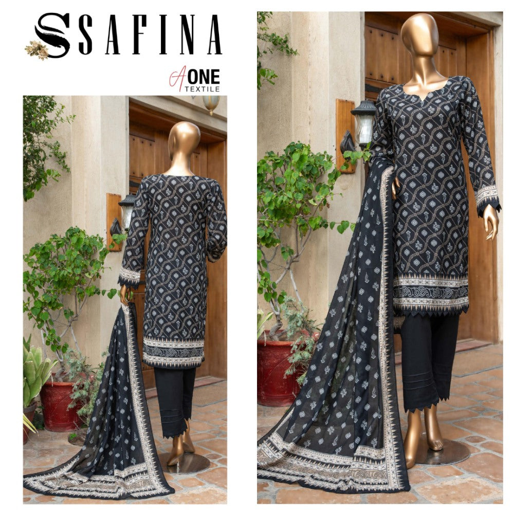 Safina Black & White Digital Lawn (1536-013)