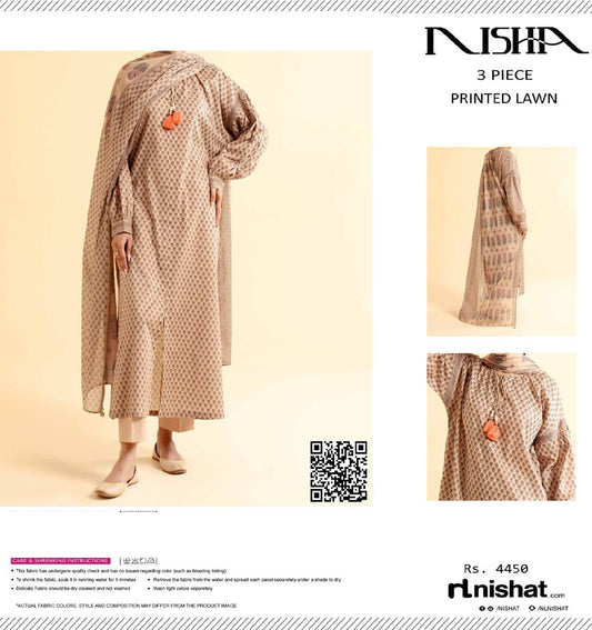 Nisha Printed Lawn 3 Piece (1539-001)