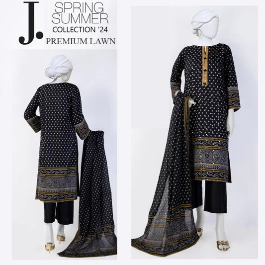 J. Embroidered Patch Lawn Suit (1540-001)