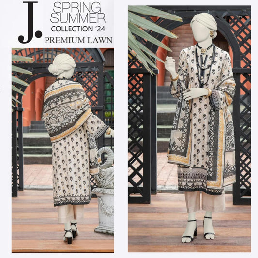 J. Embroidered Patch Lawn Suit (1540-007)