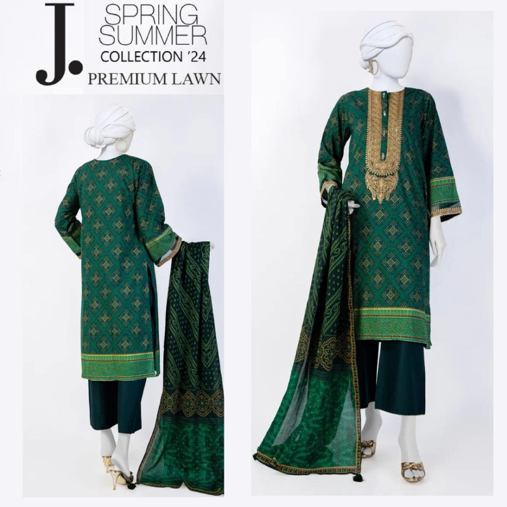 J. Embroidered Patch Lawn Suit (1540-008)