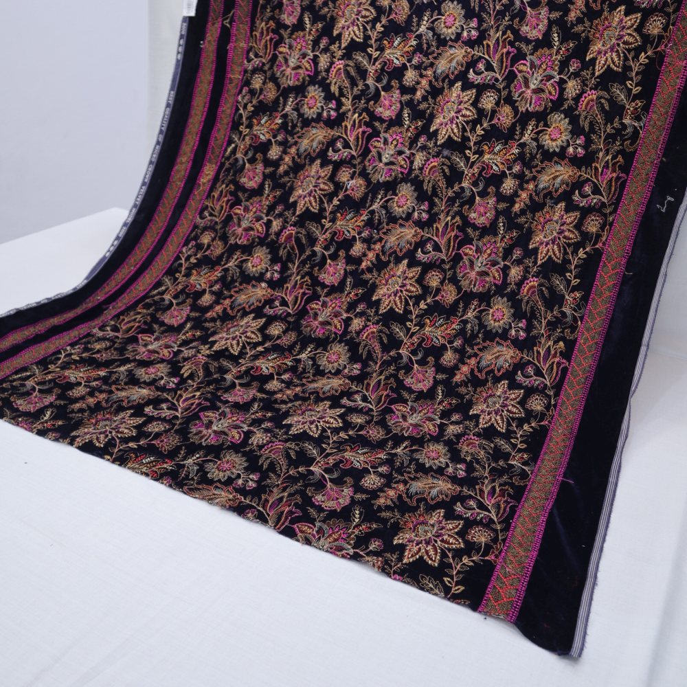 Velvet Heavy Embroidered Shawl (1566-002)