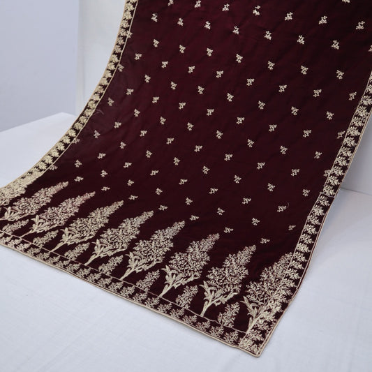 Velvet Heavy Embroidered Shawl (1566-004)