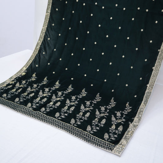 Velvet Heavy Embroidered Shawl (1566-008)