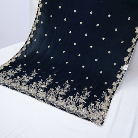 Velvet Heavy Embroidered Shawl (1566-011)