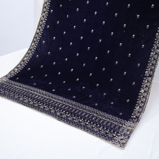Velvet Heavy Embroidered Shawl (1566-012)