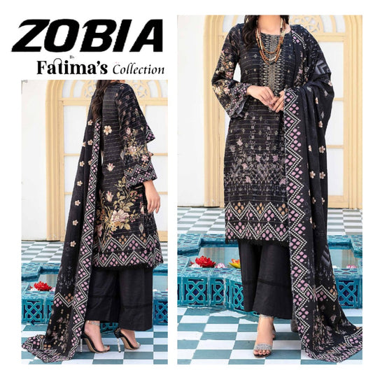 Zobia Emb Fancy Khaddar & Pallu Shawl (1578-002)