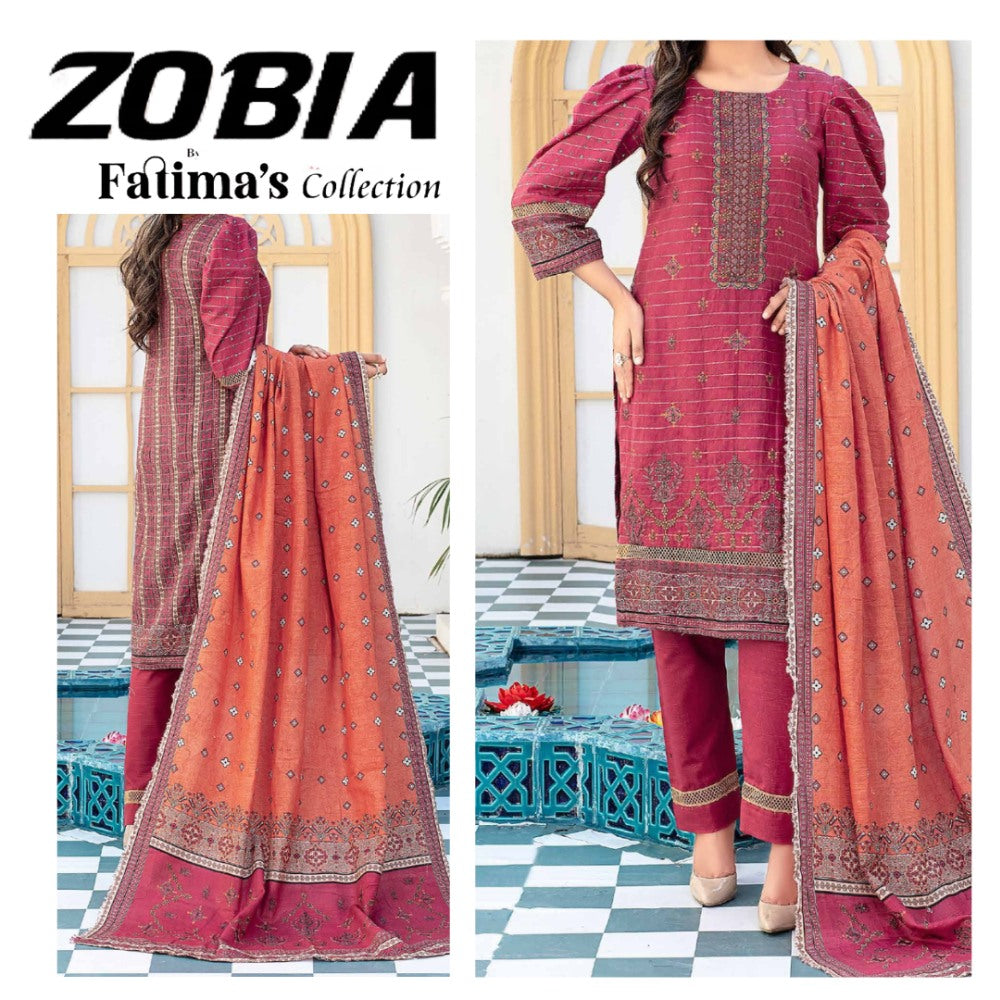 Zobia Emb Fancy Khaddar & Pallu Shawl (1578-005)