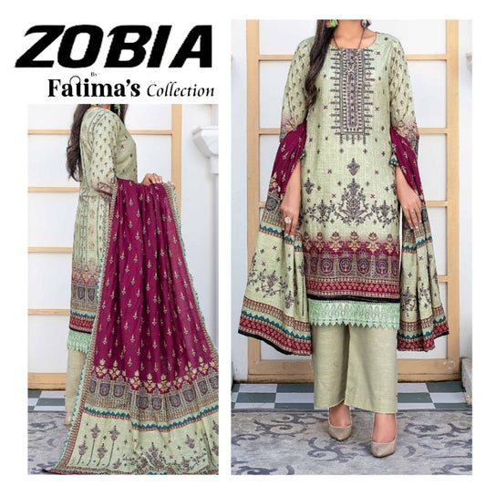 Zobia Emb Fancy Khaddar & Pallu Shawl (1578-006)