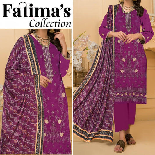 Fatima Slub Peach Wool Embroidered (1579-001)