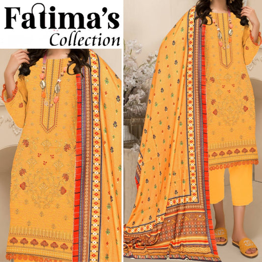 Fatima Slub Peach Wool Embroidered (1579-003)