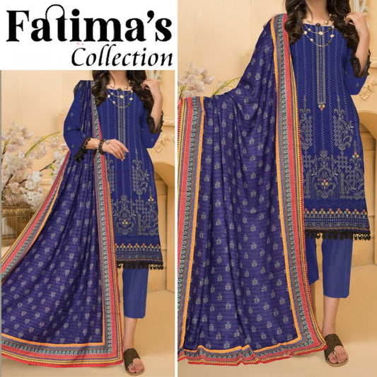 Fatima Slub Peach Wool Embroidered (1579-004)