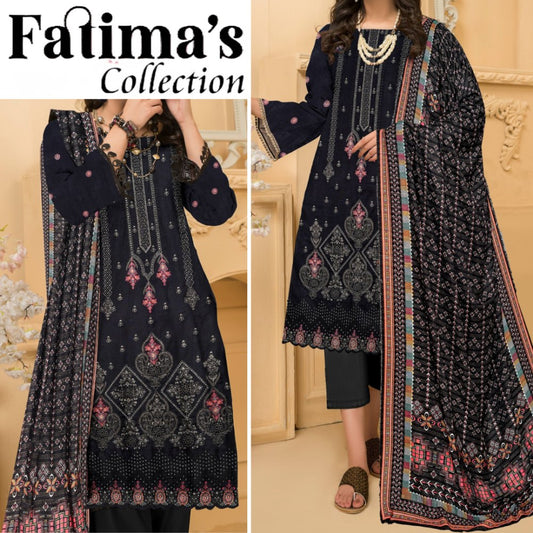 Fatima Slub Peach Wool Embroidered (1579-005)