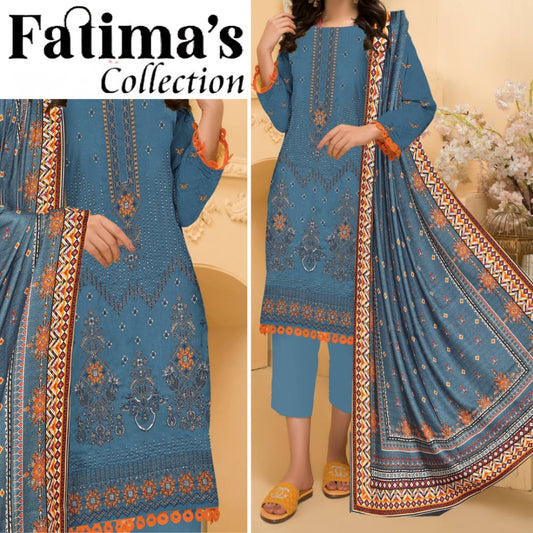 Fatima Slub Peach Wool Embroidered (1579-008)