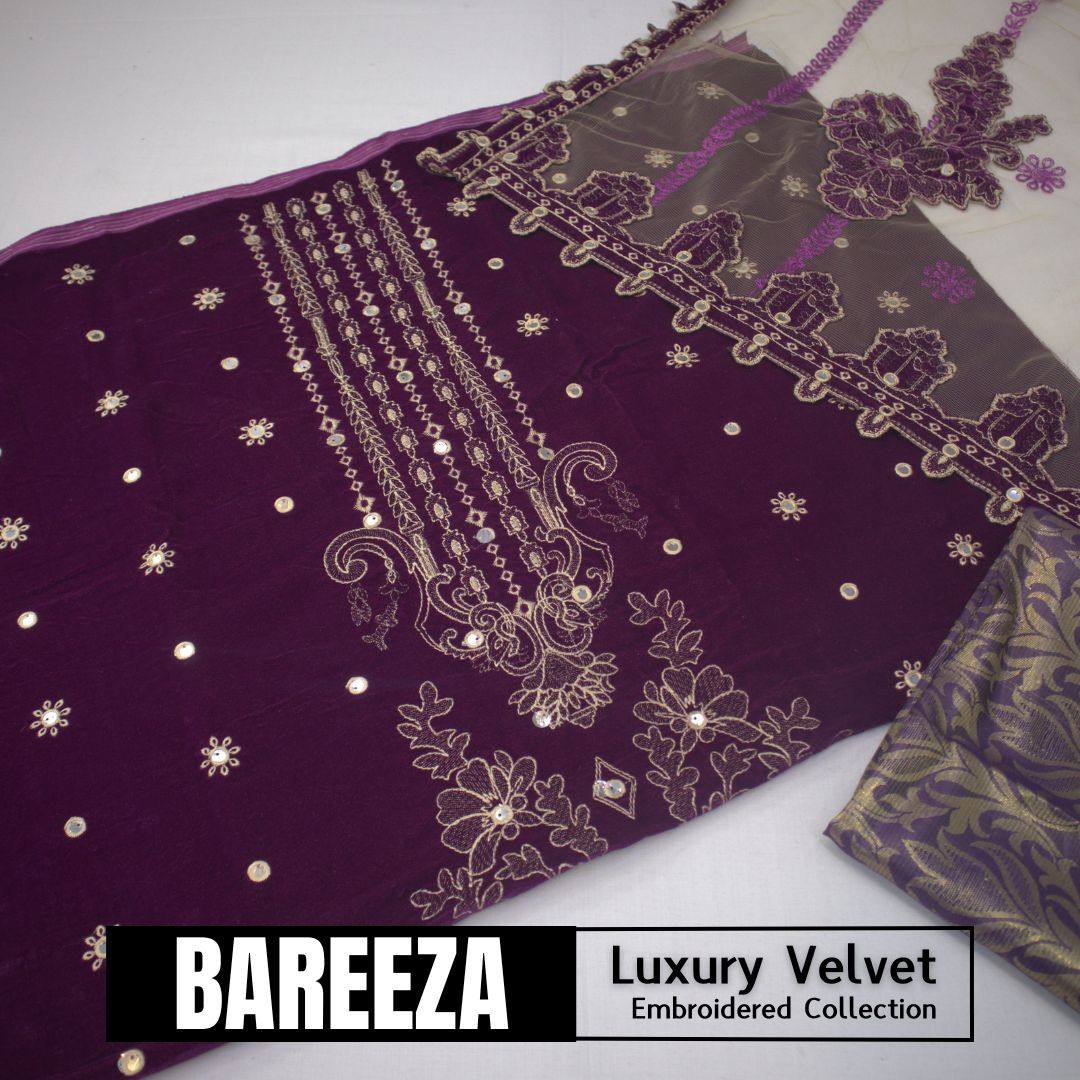 Bareeza Velvet Luxury Embroidered D # (1594-002)