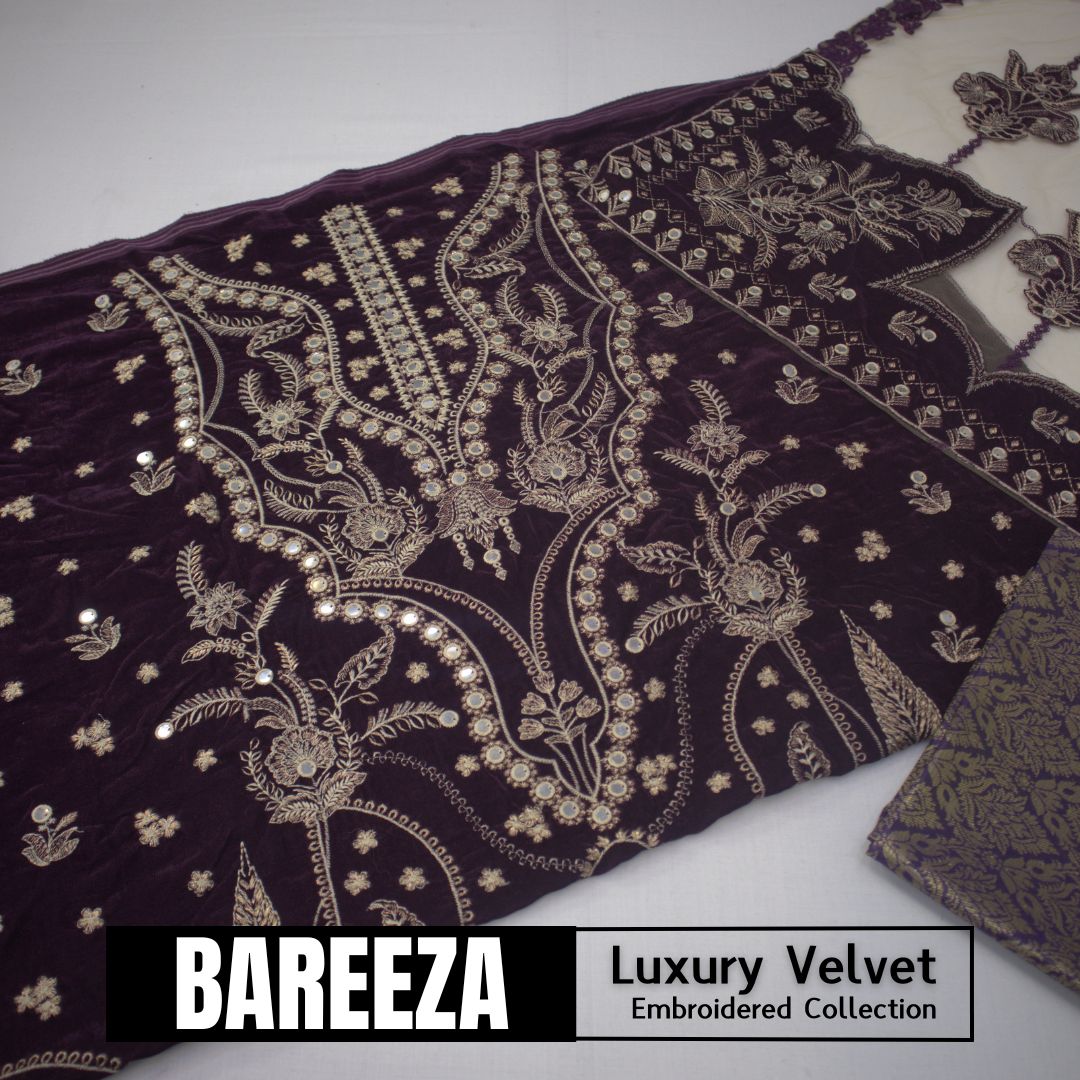 Bareeza Velvet Luxury Embroidered D # (1595-004)