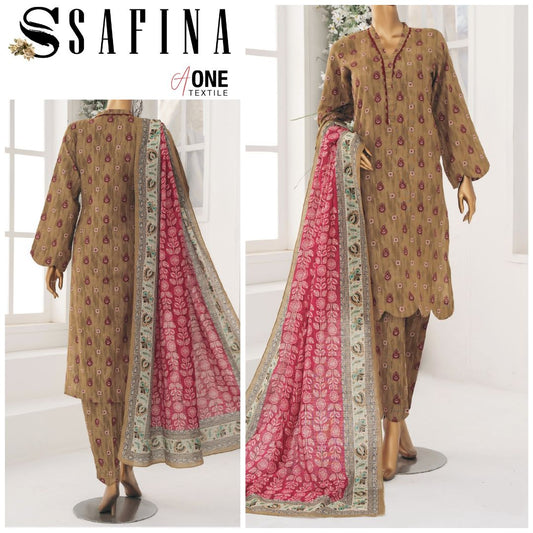 Safina Identic Khaddar 3 Piece (1604-001)