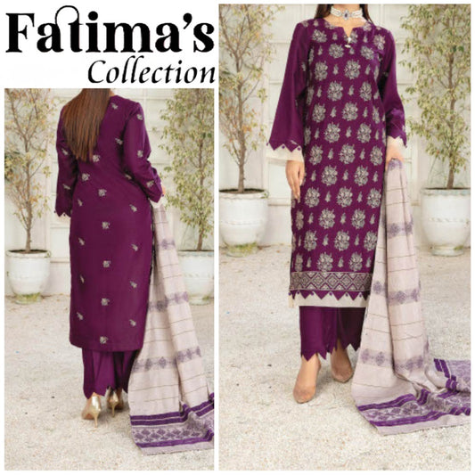 Chambeli Fancy Peach Wool Embroidered (1606-004)