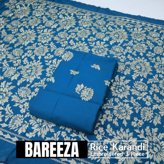 Bareeza EMD Shawl 3 Piece Rice Karandi (1614-001)