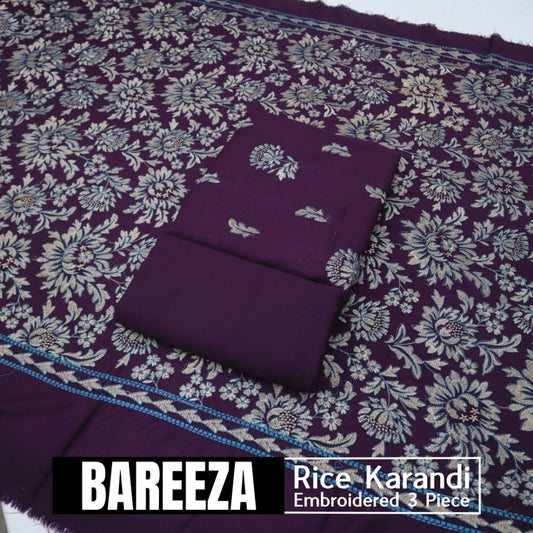 Bareeza EMD Shawl 3 Piece Rice Karandi (1614-002)