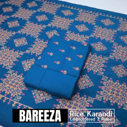 Bareeza EMD Shawl 3 Piece Rice Karandi (1614-003)