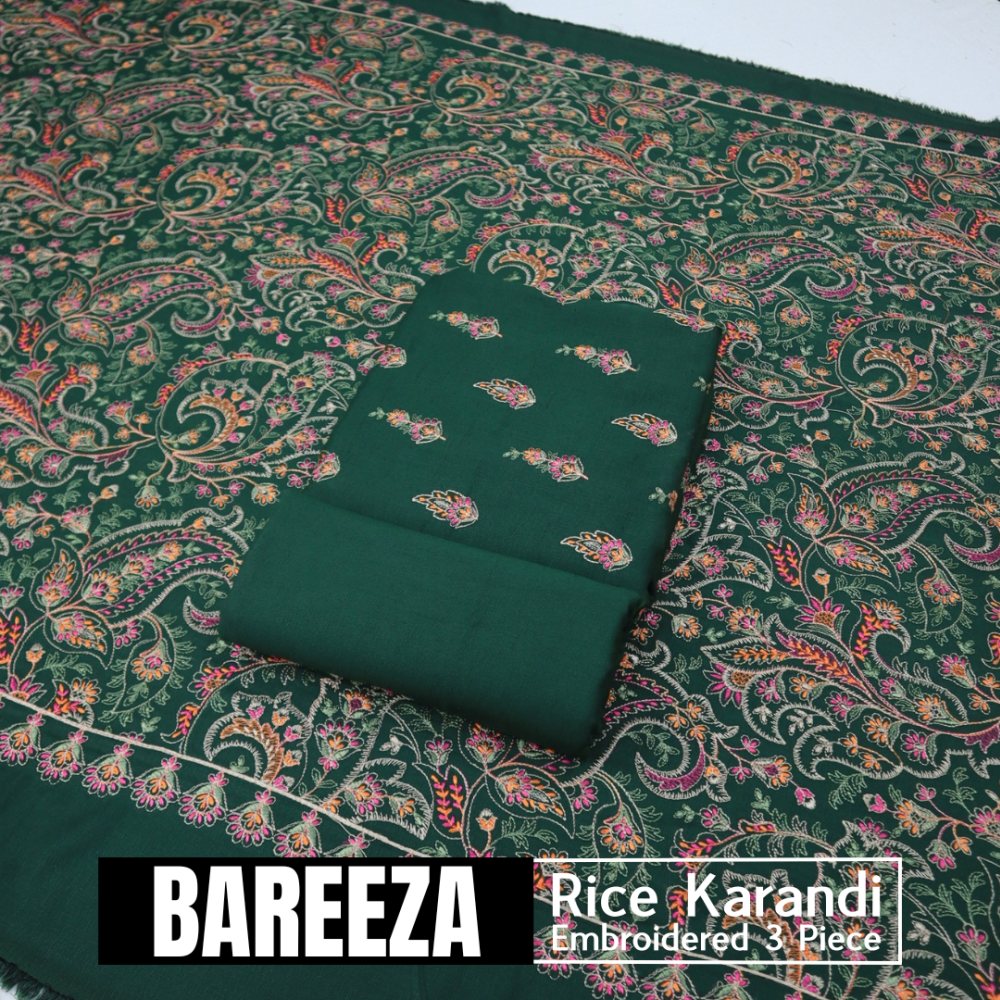 Bareeza EMD Shawl 3 Piece Rice Karandi (1614-004)