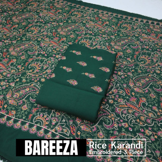 Bareeza EMD Shawl 3 Piece Rice Karandi (1614-004)