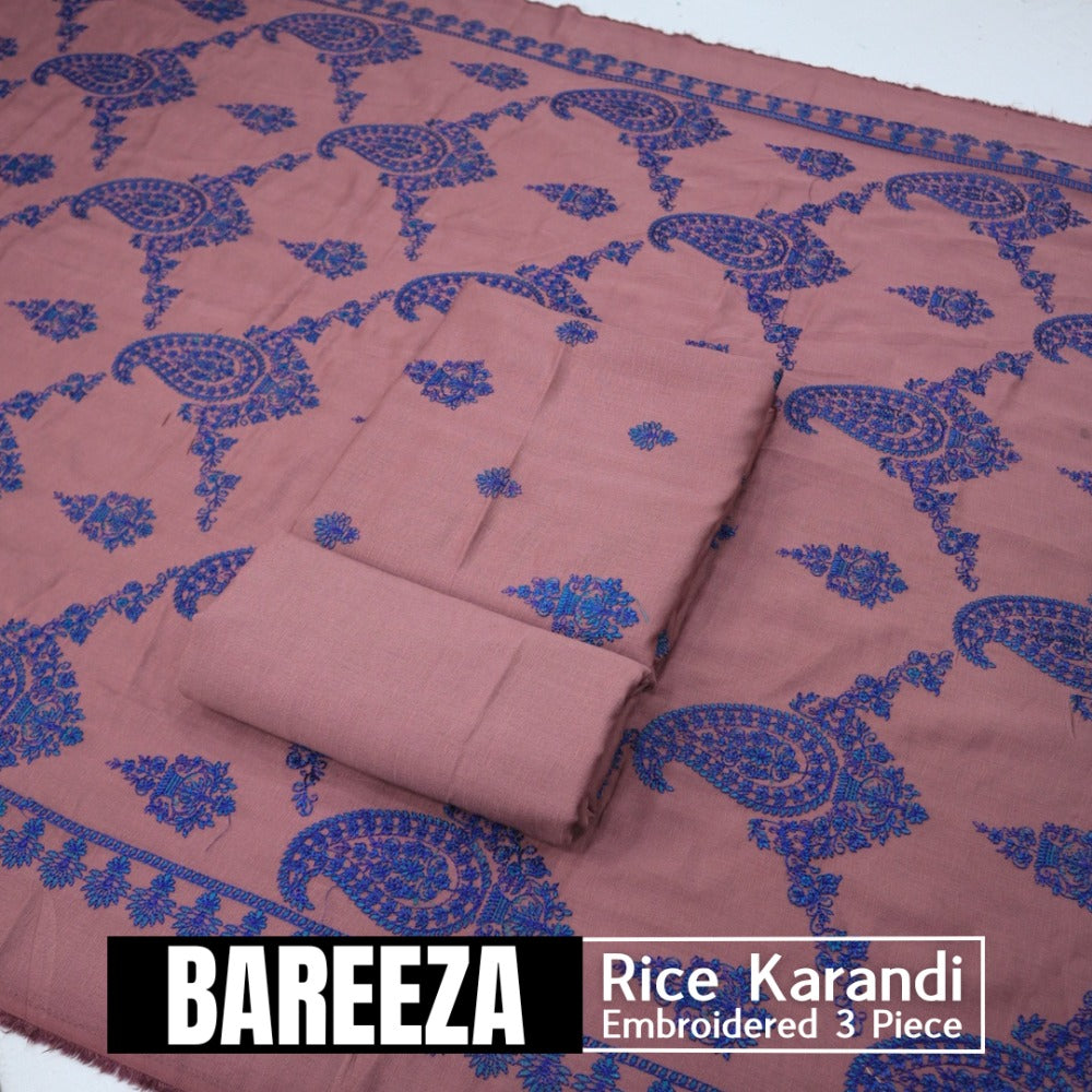 Bareeza EMD Shawl 3 Piece Rice Karandi (1614-005)