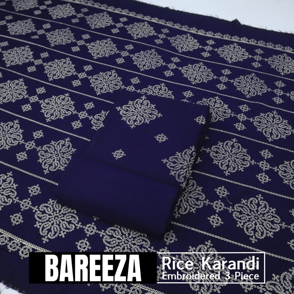 Bareeza EMD Shawl 3 Piece Rice Karandi (1614-006)