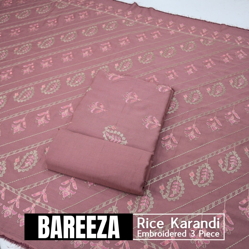 Bareeza EMD Shawl 3 Piece Rice Karandi (1614-008)