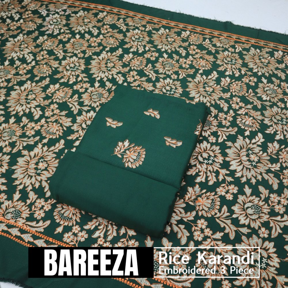 Bareeza EMD Shawl 3 Piece Rice Karandi (1614-010)