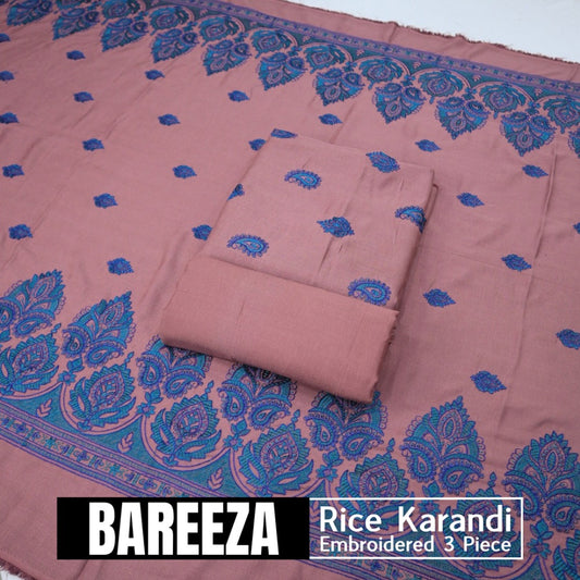 Bareeza EMD Shawl 3 Piece Rice Karandi (1614-011)